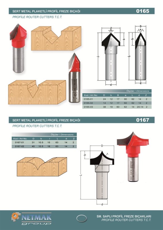0165 Profile Router Cutters T.C.T